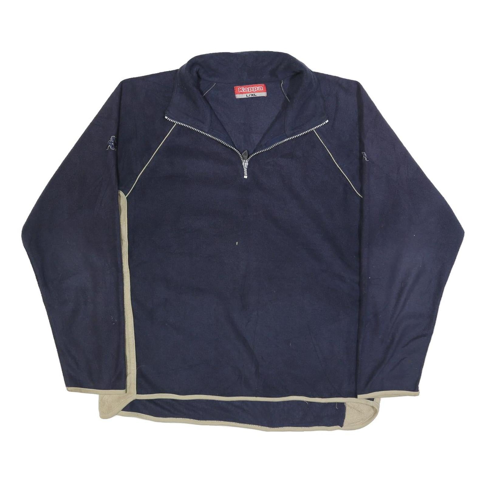 KAPPA Mens Navy & Beige Polyester Patterned Zip Jumper L Sportswear Casual