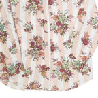 Womens Cream & Pink Floral Printed Shirt Long Sleeve Collared Cotton Blend L