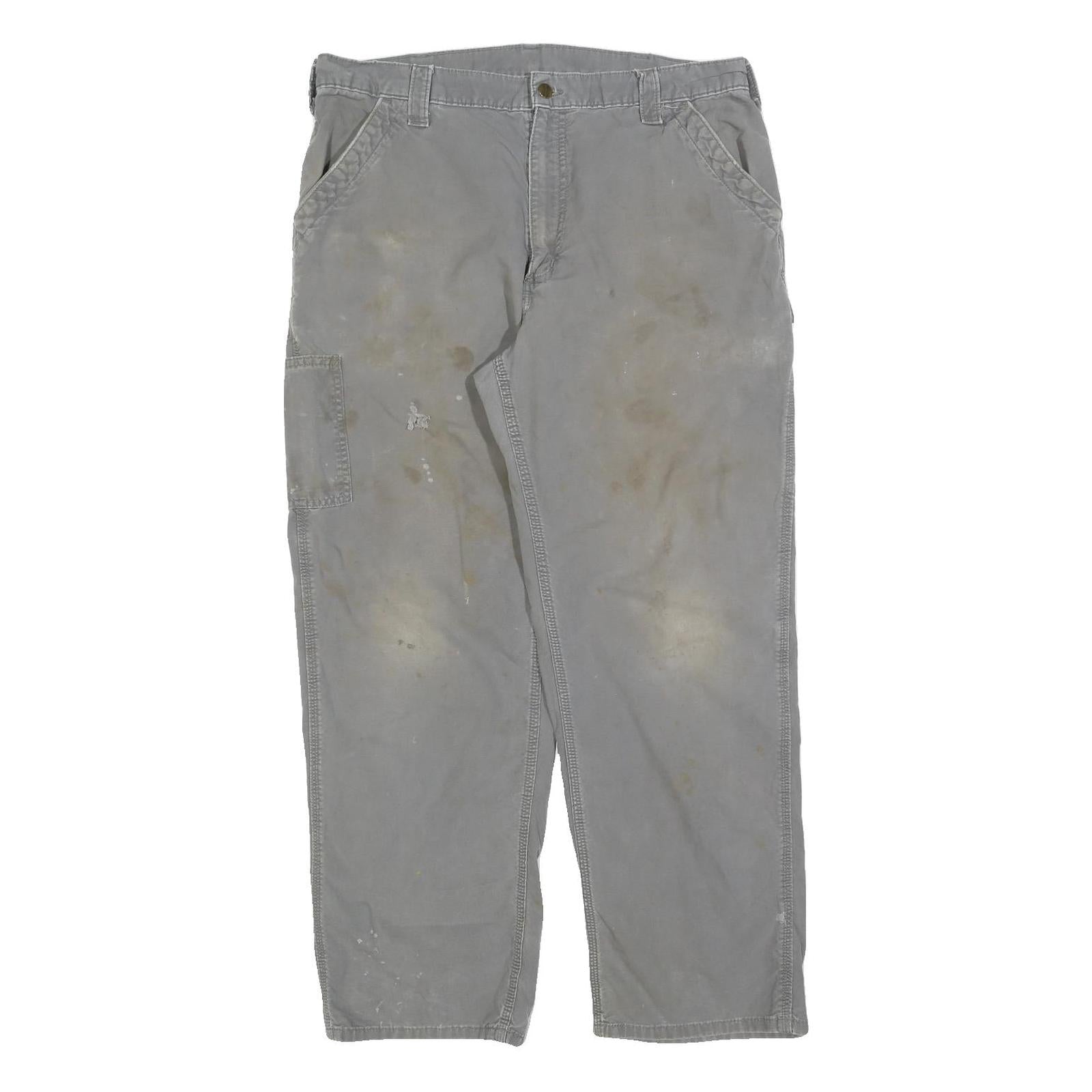 CARHARTT Mens Cotton Blend Loose Grey Trousers W38 L32 Workwear Utility Casual