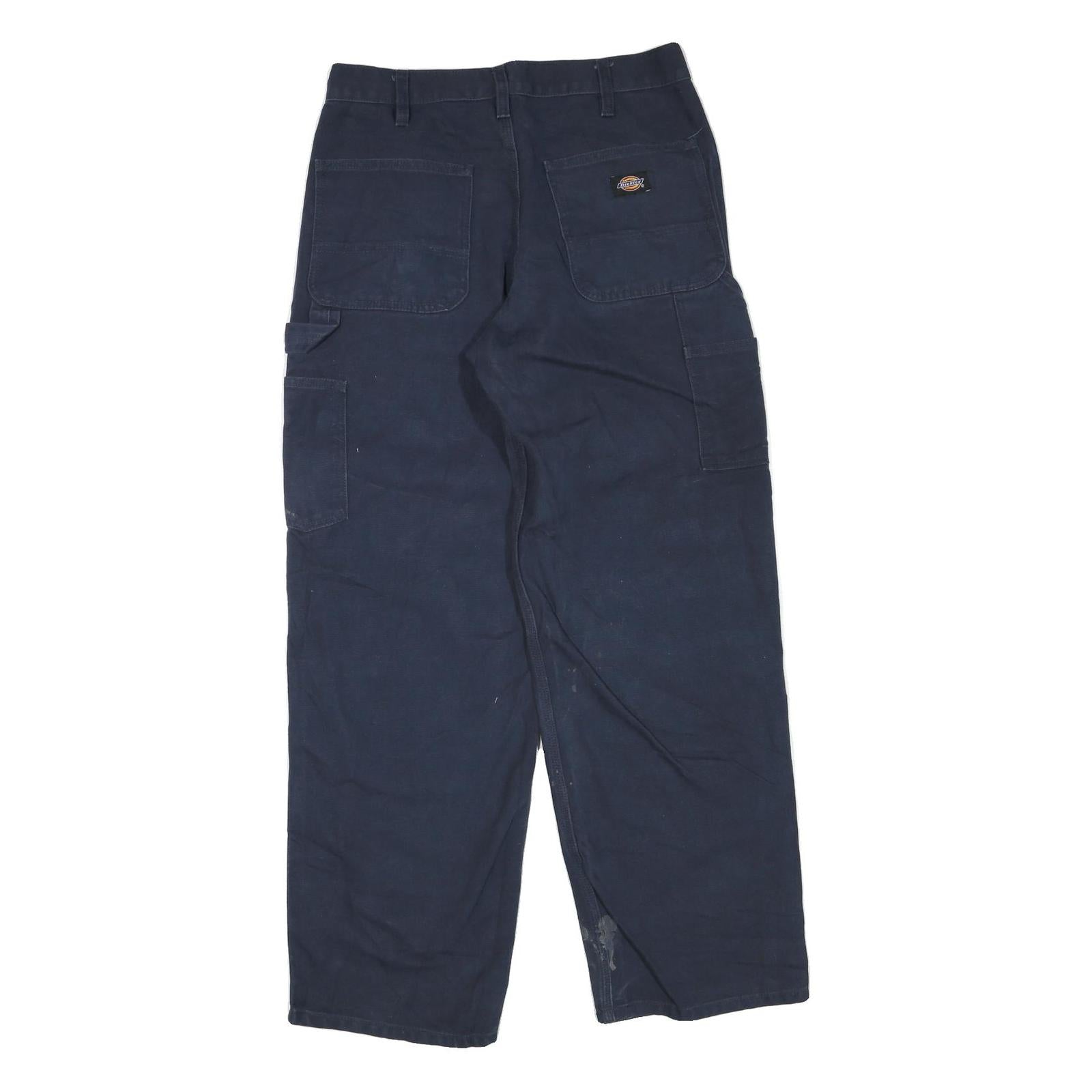 DICKIES Mens Cotton Blend Navy Regular Fit Straight Leg Trousers W30 L30