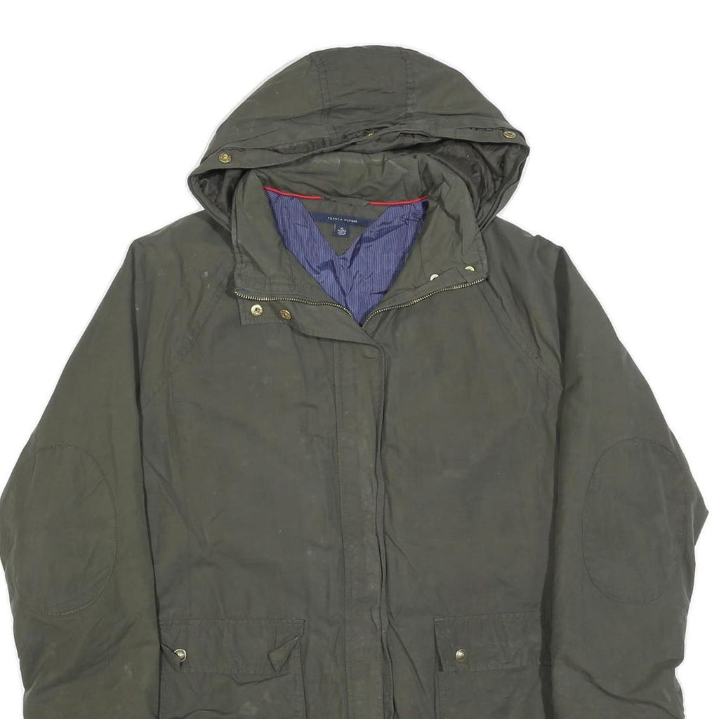 TOMMY HILFIGER Womens Green Jacket XL Polyester Blend Hooded Zip Casual