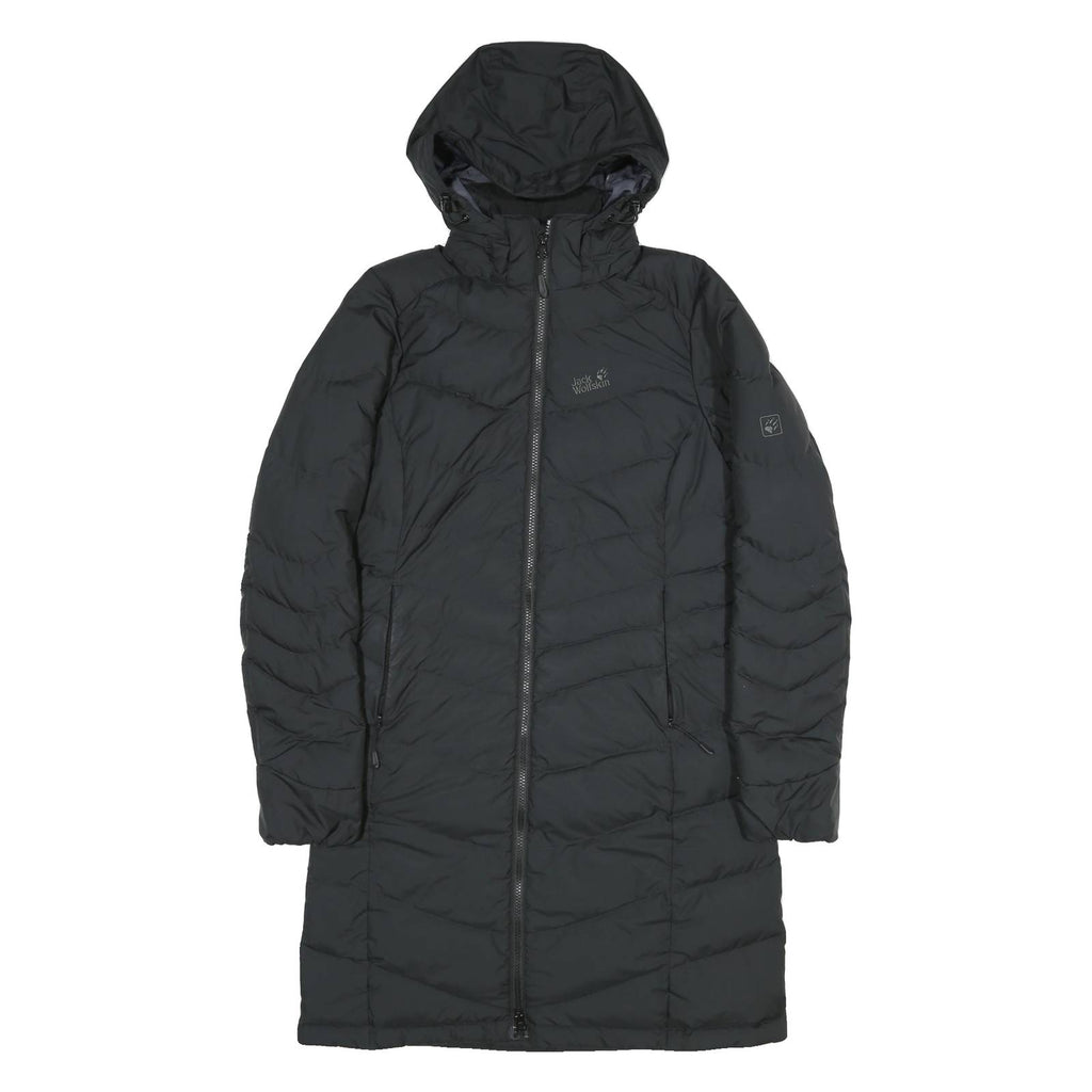 JACK WOLFSKIN Womens Black Outdoor Puffer Jacket S Polyester Blend Zip Hooded