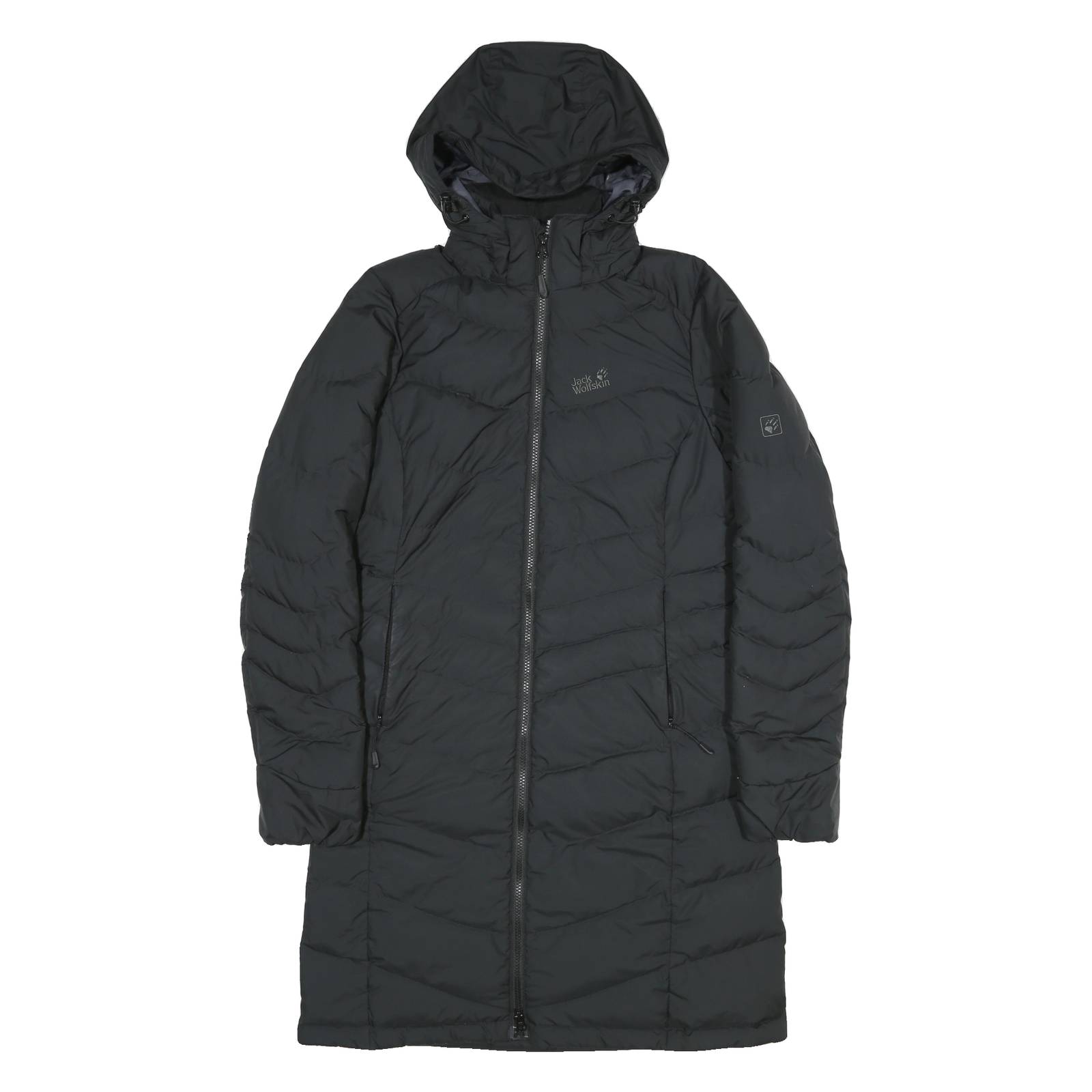 JACK WOLFSKIN Womens Black Outdoor Puffer Jacket S Polyester Blend Zip Hooded