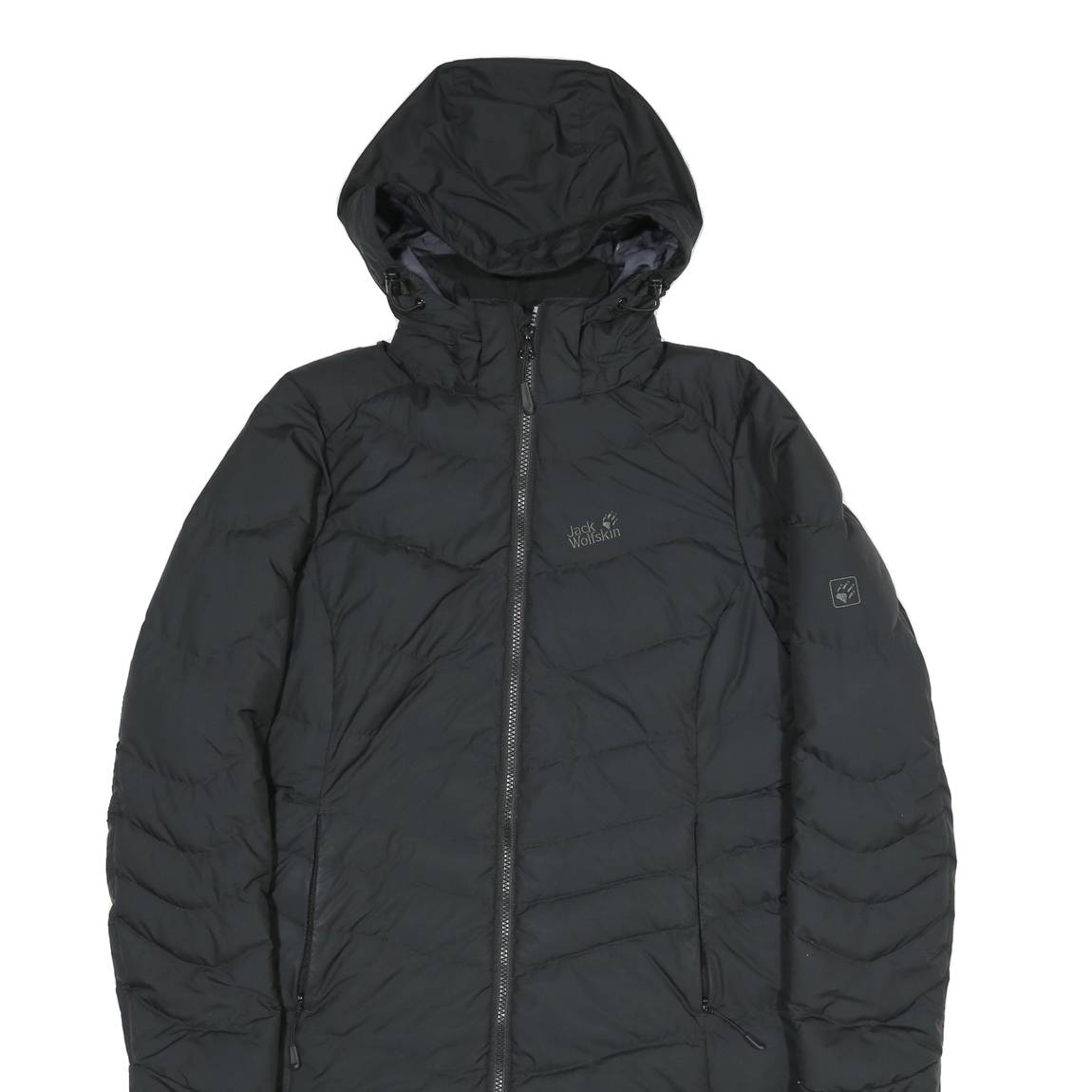 JACK WOLFSKIN Womens Black Outdoor Puffer Jacket S Polyester Blend Zip Hooded
