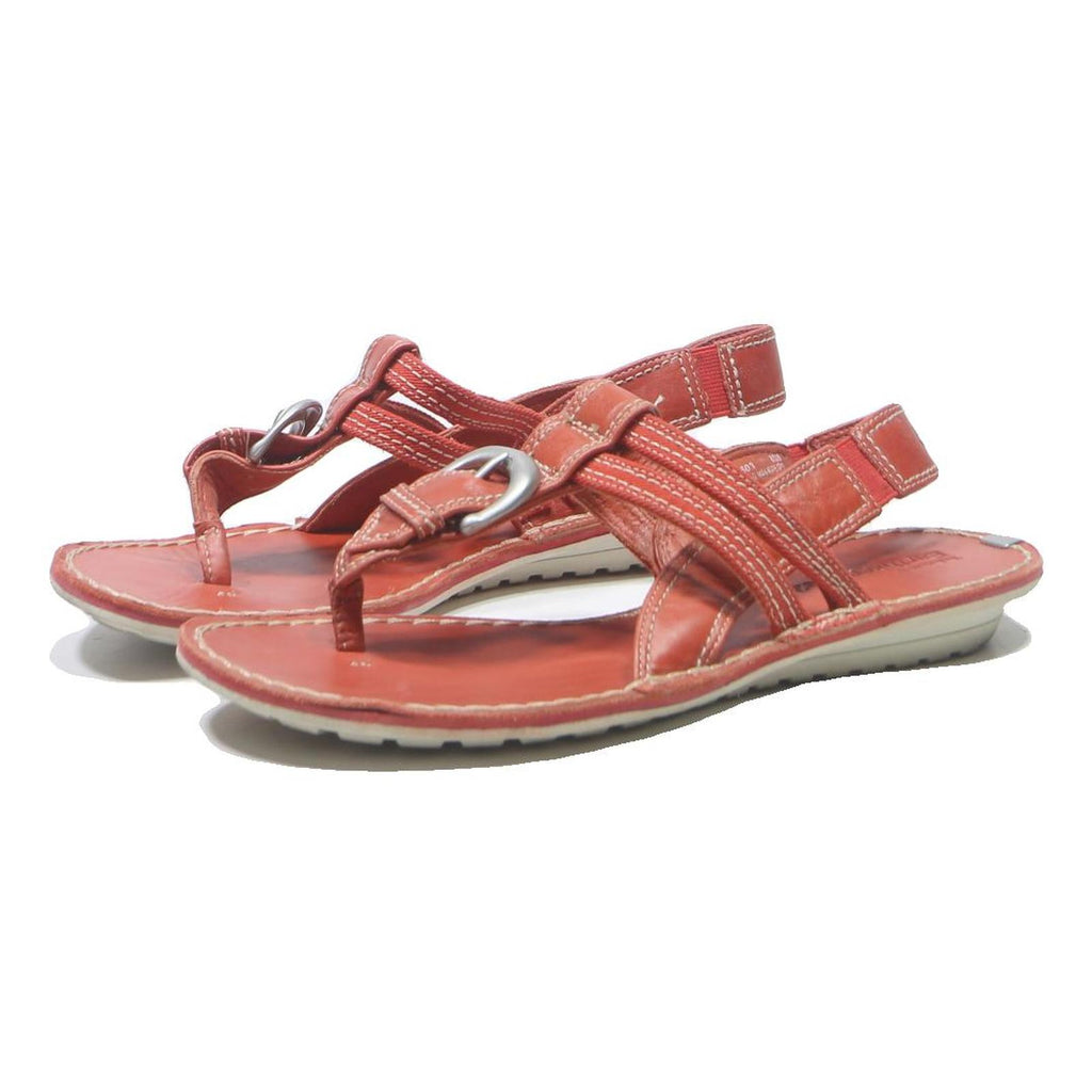 TIMBERLAND Womens Red Leather Sandals UK 6 Comfortable Casual Summer Beachwear