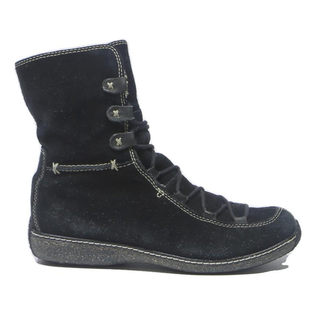 TIMBERLAND Womens Lace-Up High Boots Black Leather UK 8.5 Comfortable Stylish