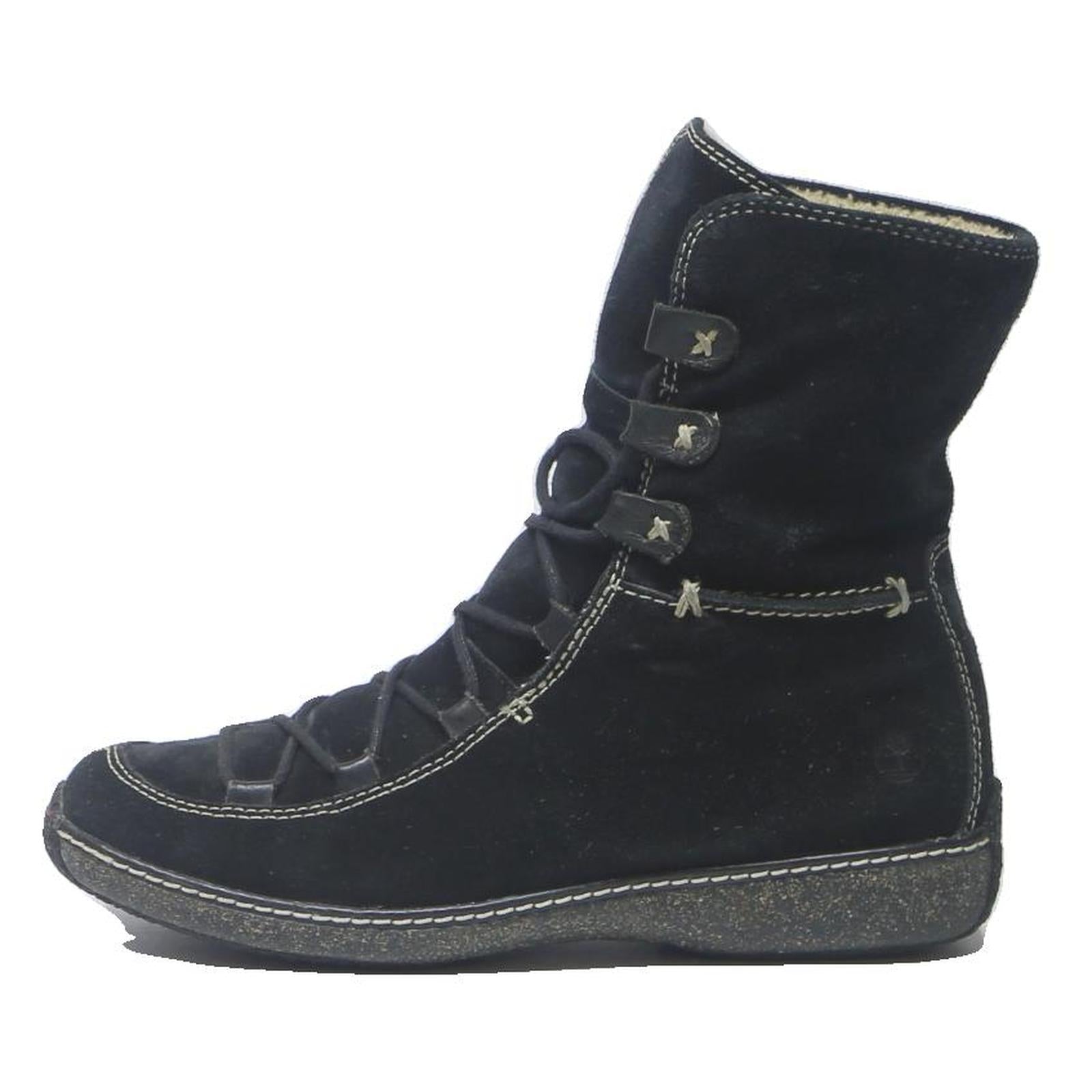 TIMBERLAND Womens Lace-Up High Boots Black Leather UK 8.5 Comfortable Stylish