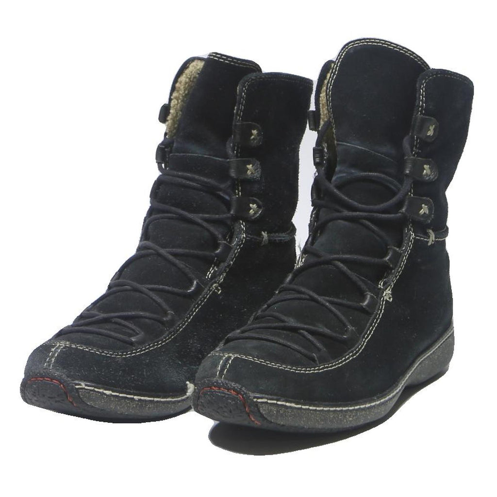 TIMBERLAND Womens Lace-Up High Boots Black Leather UK 8.5 Comfortable Stylish