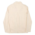 ZARA Womens Cream Linen Blend Zip Jacket M Plain Stud Detail Stylish Casual
