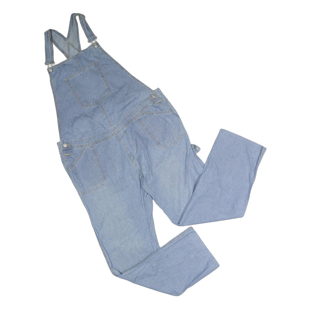 WOOD PICKER Womens Blue Cotton Blend Dungarees Relaxed Fit UK 22 W36 L31 Casual