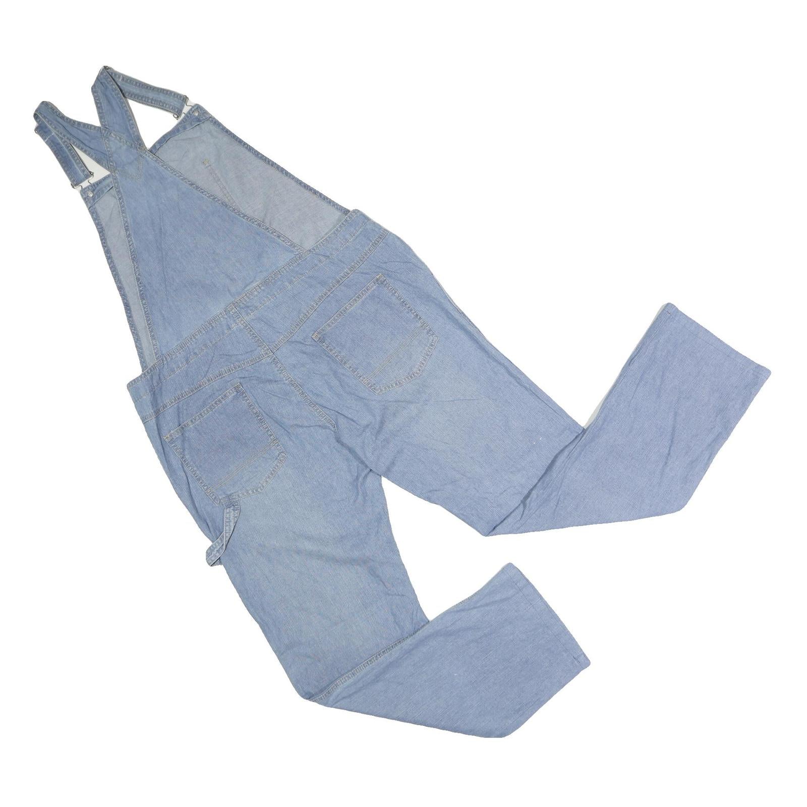 WOOD PICKER Womens Blue Cotton Blend Dungarees Relaxed Fit UK 22 W36 L31 Casual
