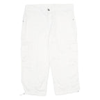 STYLE & CO Womens White Cargo Cotton Blend Shorts UK 16 W34 Comfortable Pockets