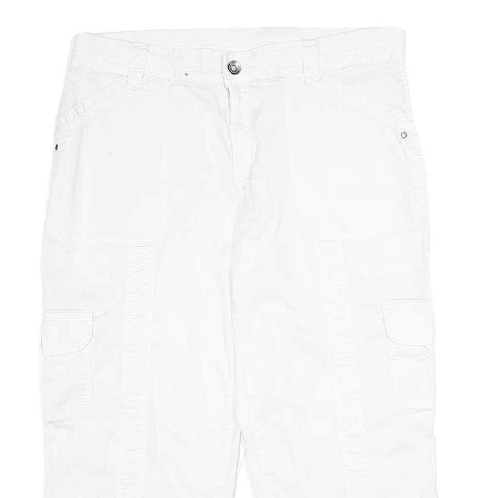 STYLE & CO Womens White Cargo Cotton Blend Shorts UK 16 W34 Comfortable Pockets