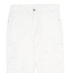 STYLE & CO Womens White Cargo Cotton Blend Shorts UK 16 W34 Comfortable Pockets