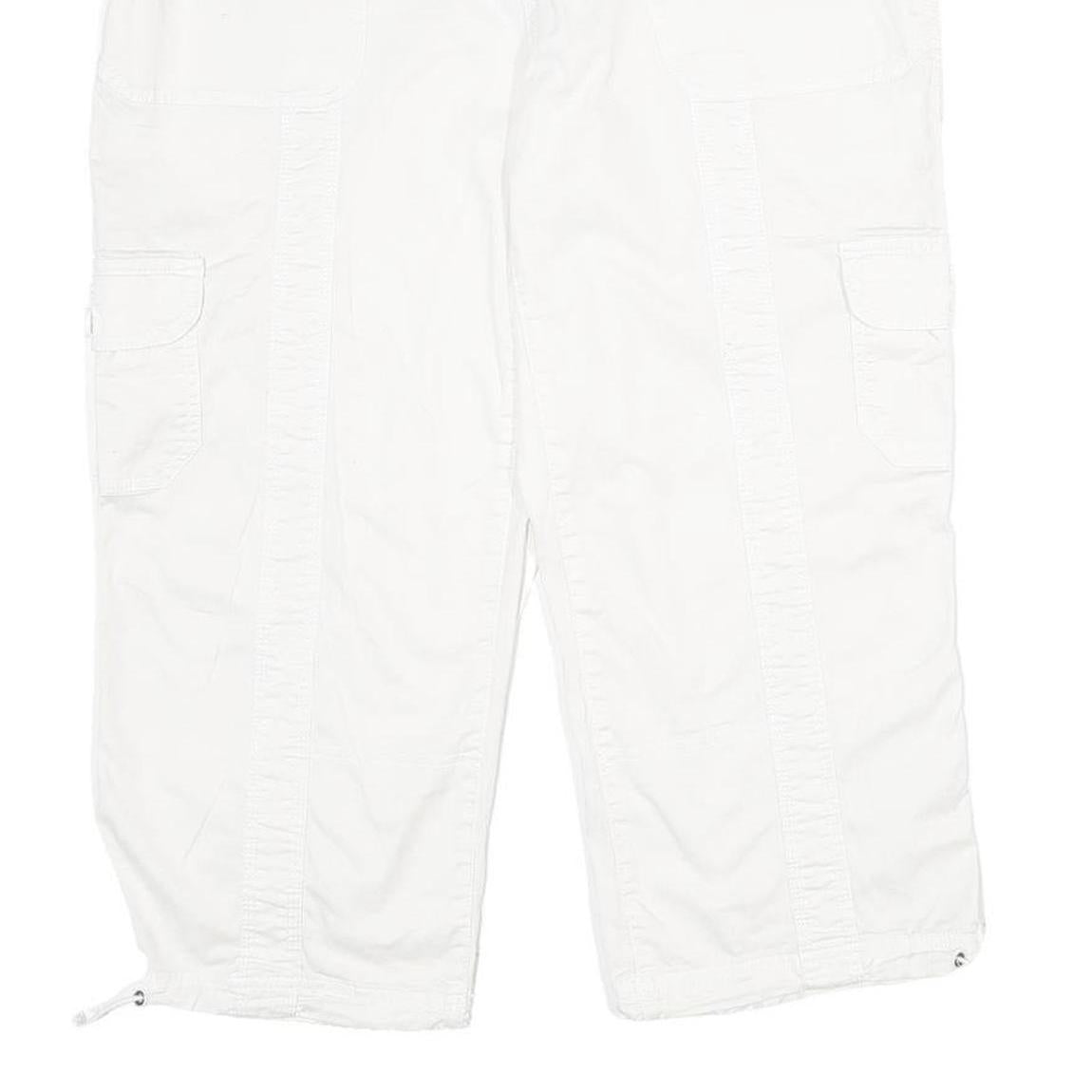 STYLE & CO Womens White Cargo Cotton Blend Shorts UK 16 W34 Comfortable Pockets