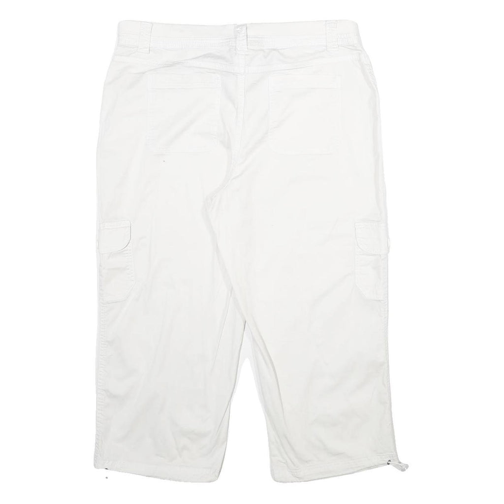 STYLE & CO Womens White Cargo Cotton Blend Shorts UK 16 W34 Comfortable Pockets