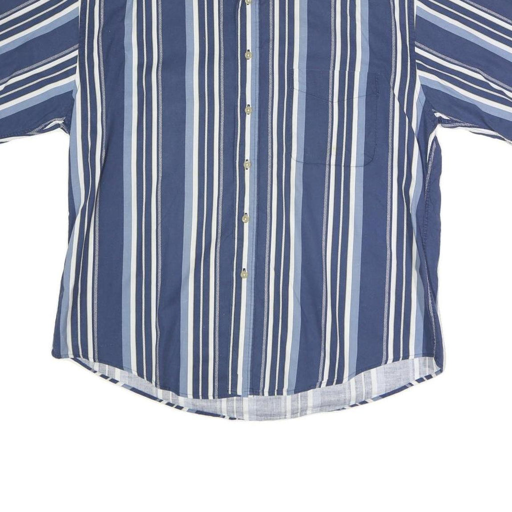 NATURAL ISSUE Mens Blue & White Striped Shirt L Cotton Button Down Short Sleeve