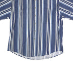 NATURAL ISSUE Mens Blue & White Striped Shirt L Cotton Button Down Short Sleeve