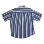 NATURAL ISSUE Mens Blue & White Striped Shirt L Cotton Button Down Short Sleeve
