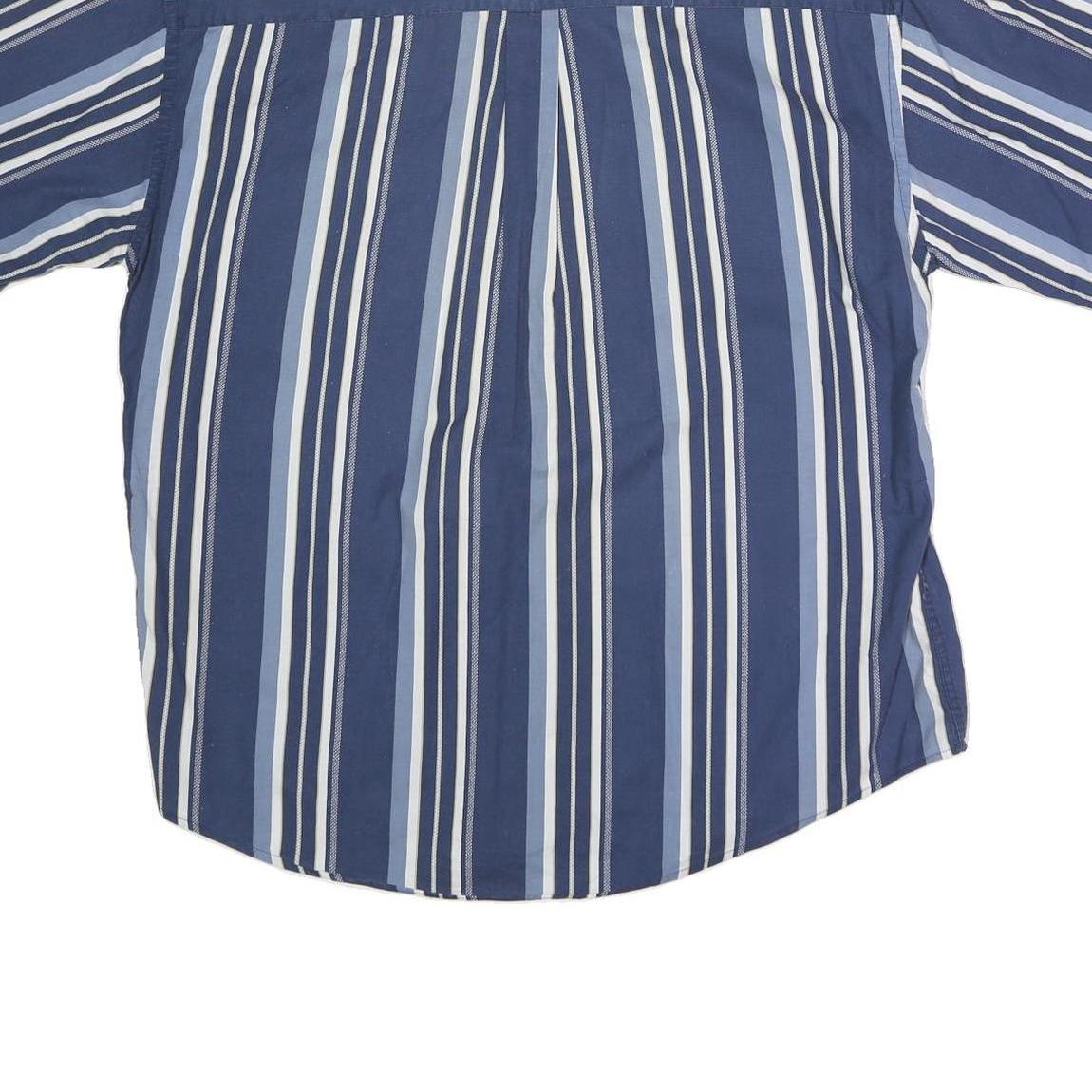 NATURAL ISSUE Mens Blue & White Striped Shirt L Cotton Button Down Short Sleeve