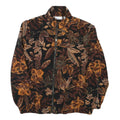 BLAIR Womens Black Brown Floral Print Zip Jacket M Polyester Blend Casual