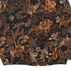 BLAIR Womens Black Brown Floral Print Zip Jacket M Polyester Blend Casual