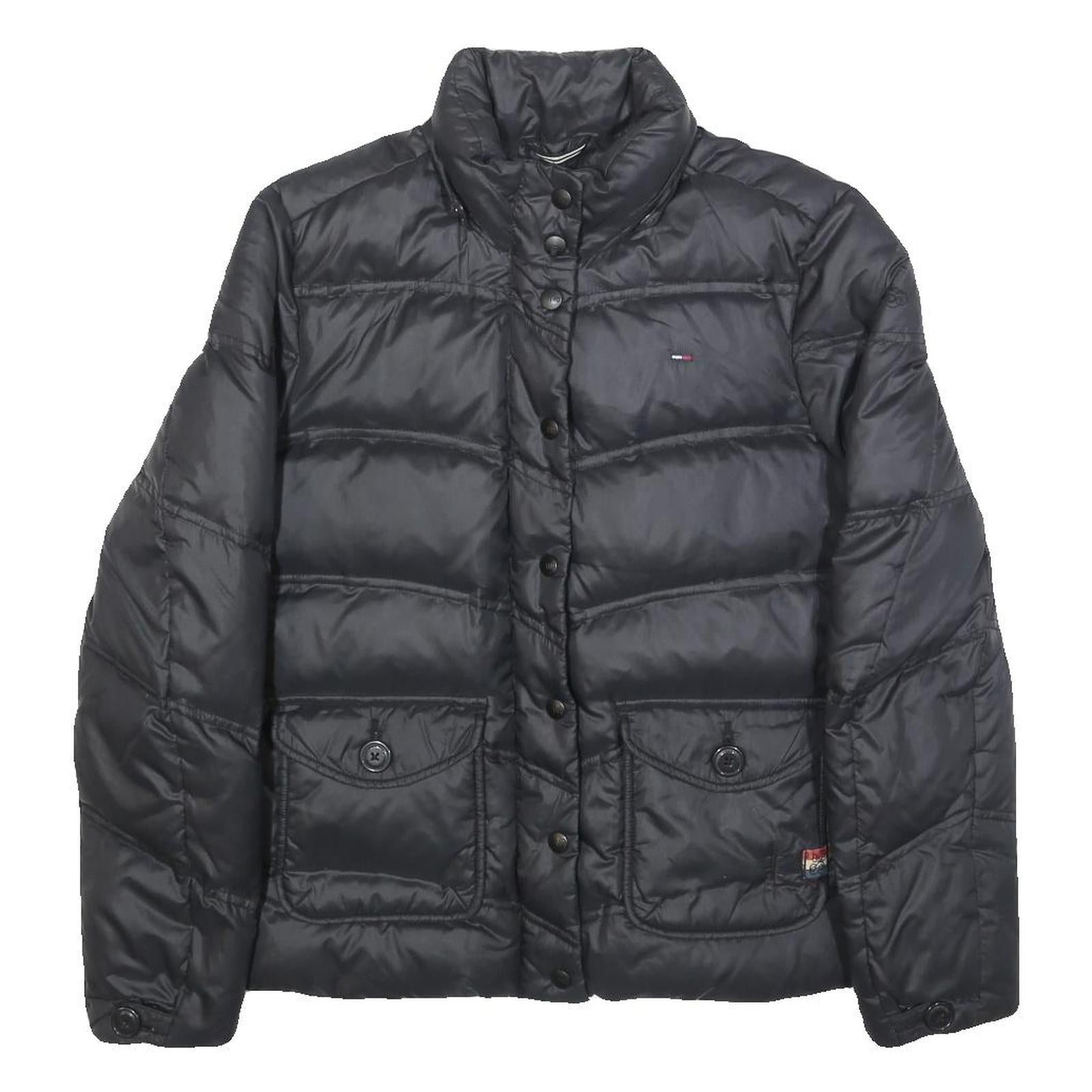 TOMMY HILFIGER Womens Black Nylon Quilted Jacket S Zip Padded Coat