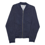 DISNEY Mens Navy Blue Bomber Jacket M Cotton Blend Plain Mickey Mouse Zip