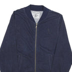 DISNEY Mens Navy Blue Bomber Jacket M Cotton Blend Plain Mickey Mouse Zip