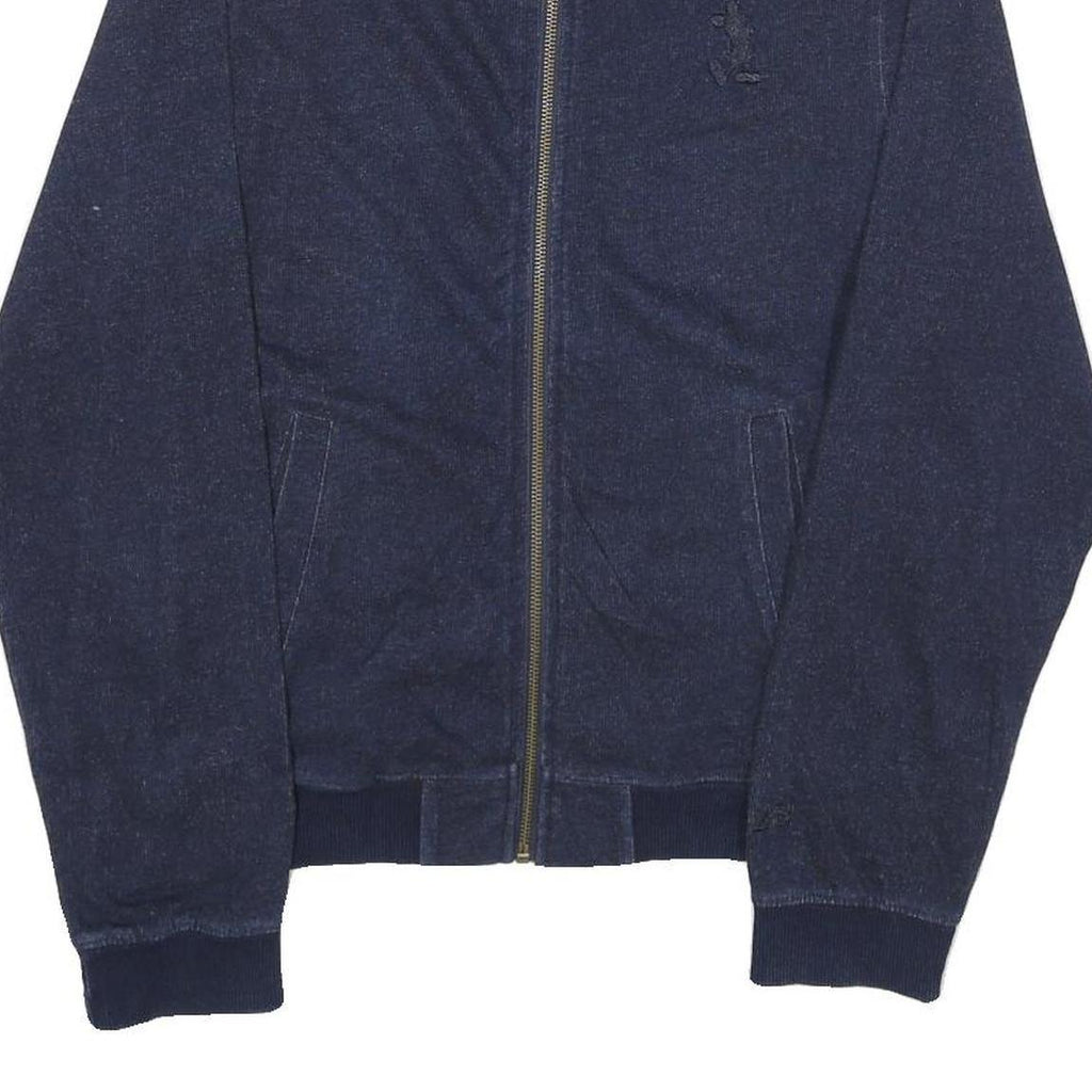 DISNEY Mens Navy Blue Bomber Jacket M Cotton Blend Plain Mickey Mouse Zip