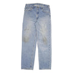 CARHARTT Mens Regular Cotton Blend Light Blue Jeans W34 L35 Workwear Durable Zip