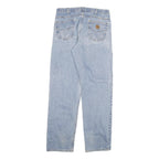 CARHARTT Mens Regular Cotton Blend Light Blue Jeans W34 L35 Workwear Durable Zip