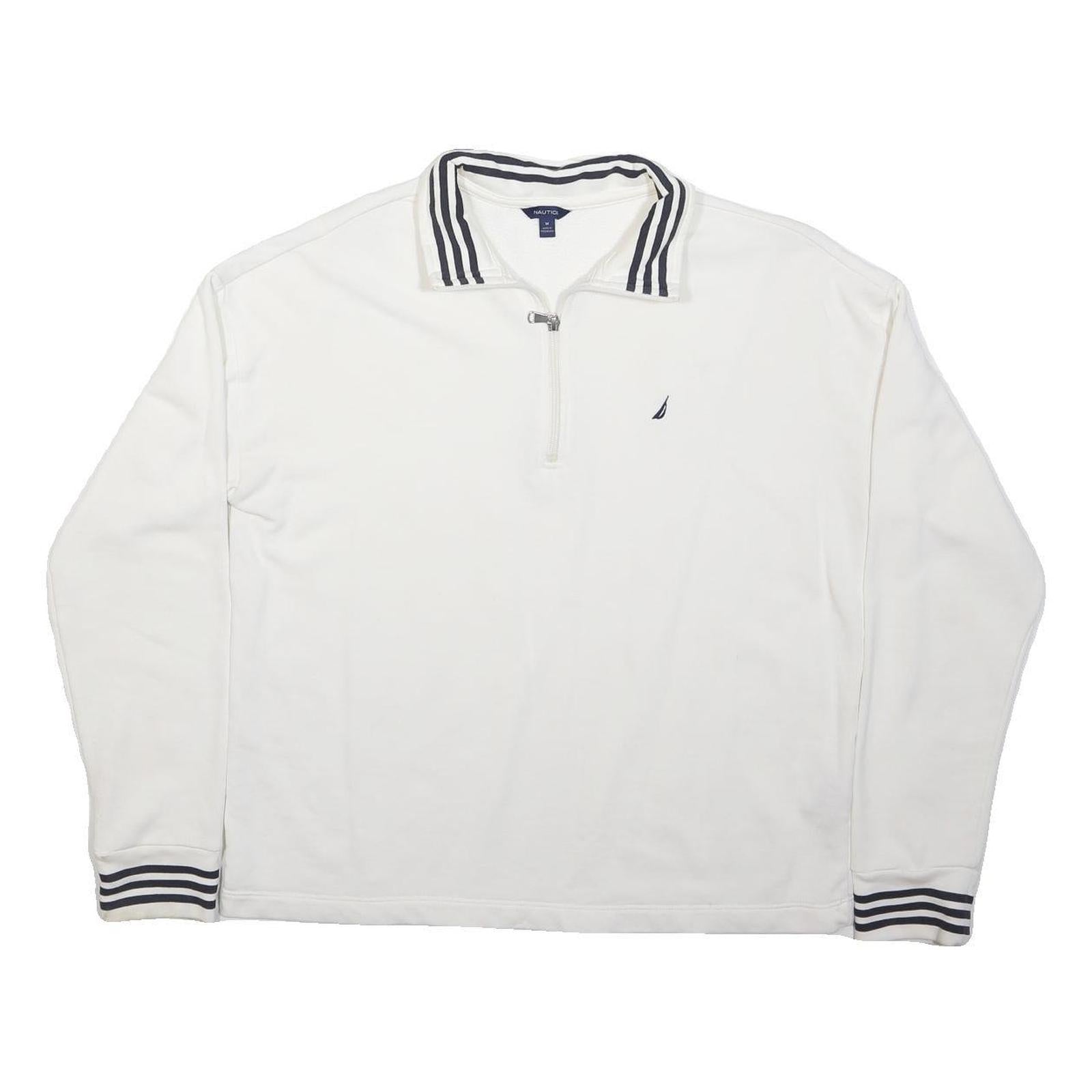 NAUTICA Mens White Sailboat Logo Plain Cotton Pullover Crew Neck Jumper M