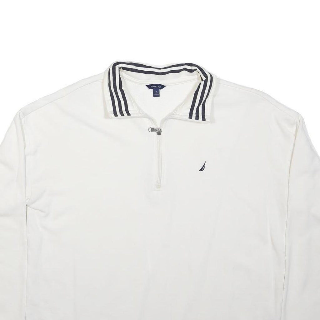 NAUTICA Mens White Sailboat Logo Plain Cotton Pullover Crew Neck Jumper M