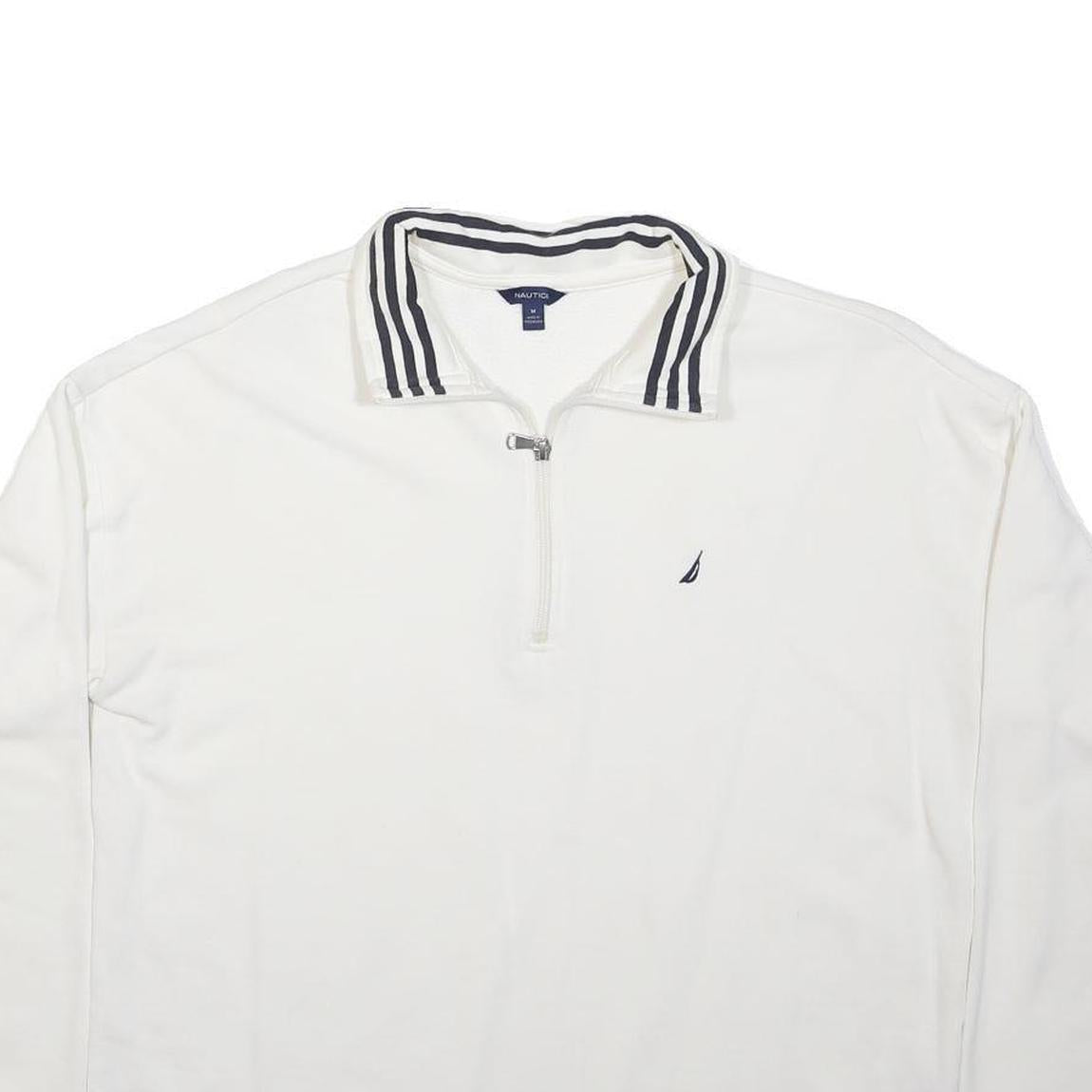 NAUTICA Mens White Sailboat Logo Plain Cotton Pullover Crew Neck Jumper M