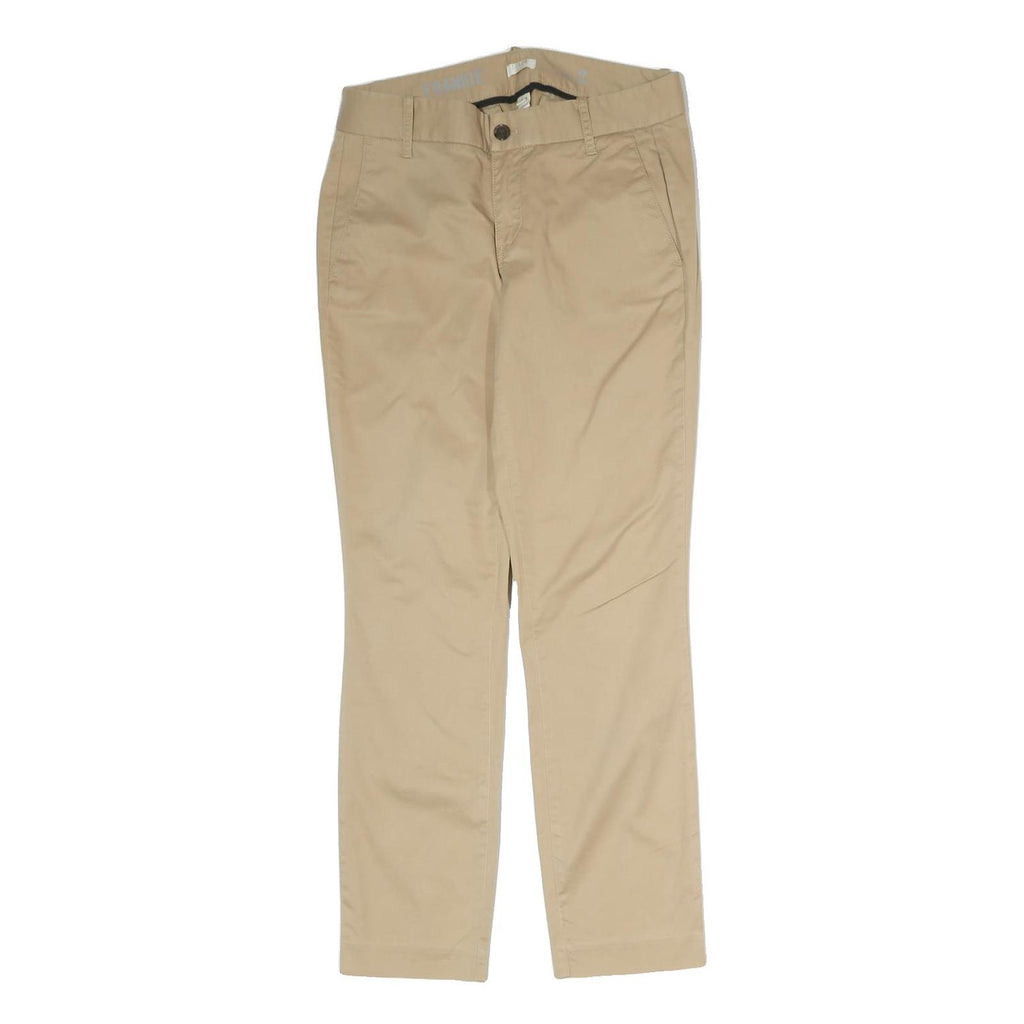 J.CREW Womens Cotton Blend Beige Regular Fit Straight Leg Trousers W28 L27