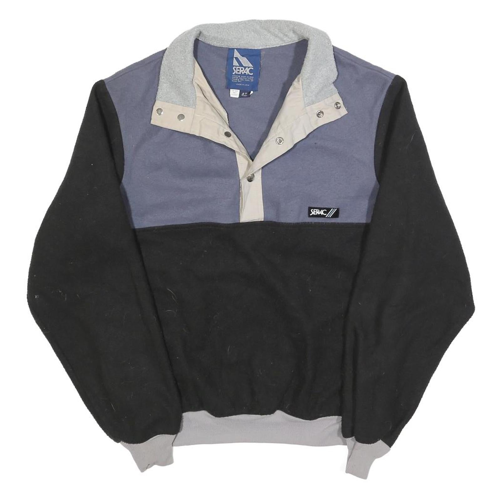 SERAC Mens Black & Grey Colourblock Pullover Plain Crew Neck Basic Knit S Jumper