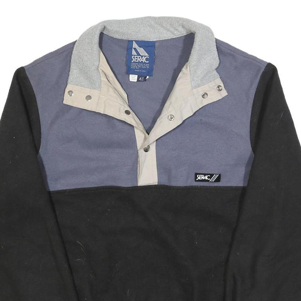 SERAC Mens Black & Grey Colourblock Pullover Plain Crew Neck Basic Knit S Jumper