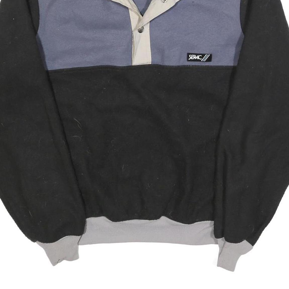 SERAC Mens Black & Grey Colourblock Pullover Plain Crew Neck Basic Knit S Jumper