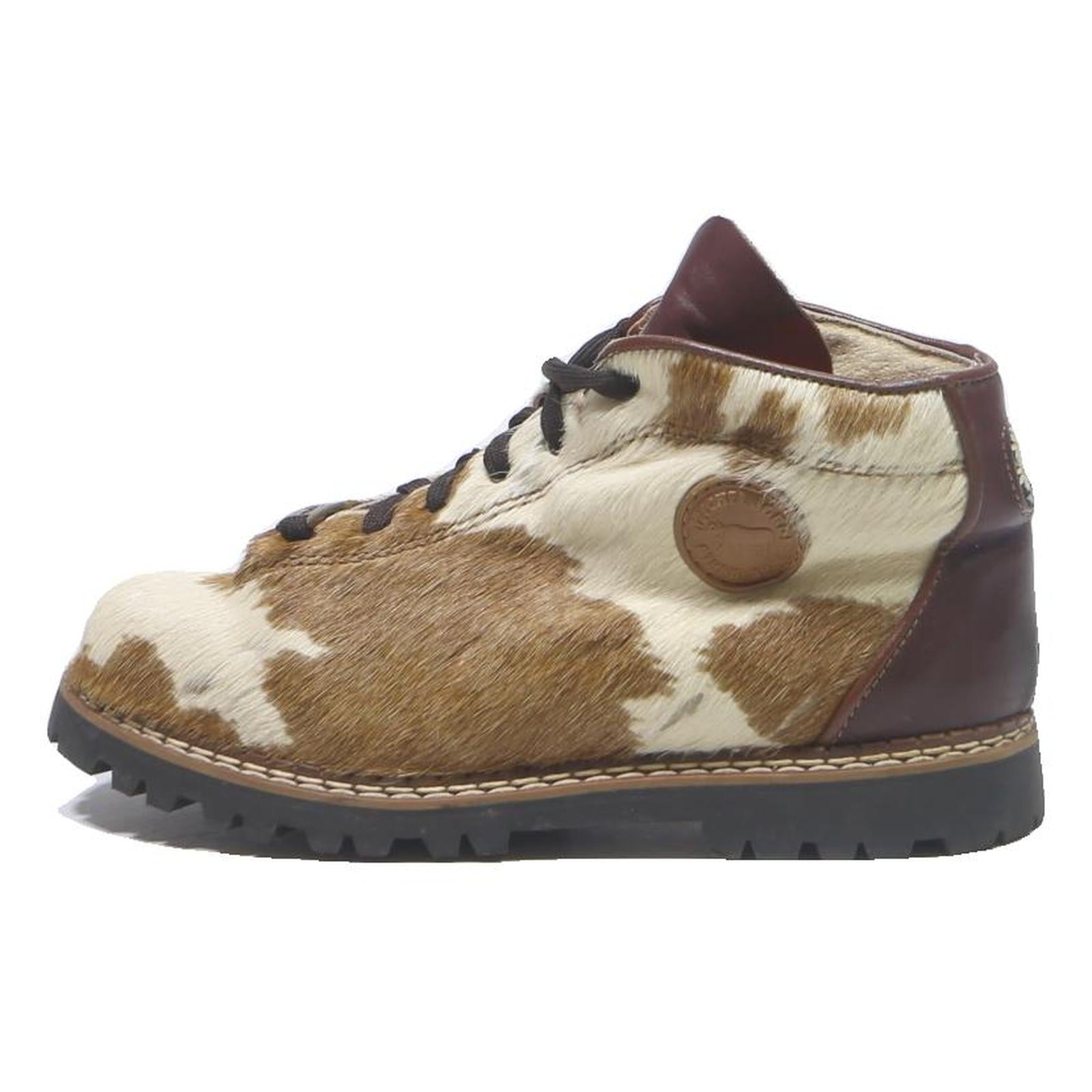 MICHEL JORDI Womens Lace-Up Boots Brown & White Synthetic UK 3 Chic Comfort