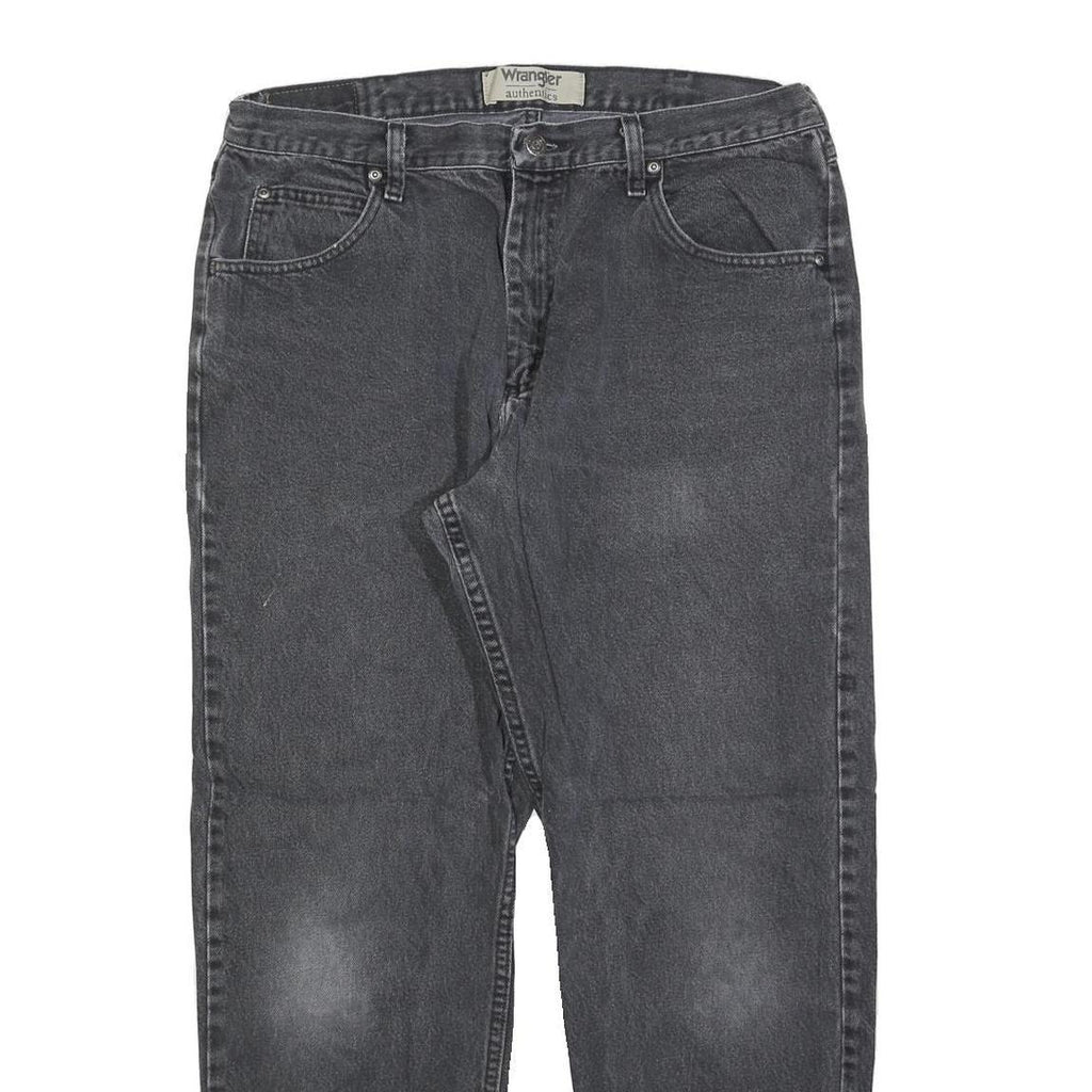 WRANGLER Mens Regular Fit Black Denim Jeans W36 L30 Classic Cotton Blend Zip