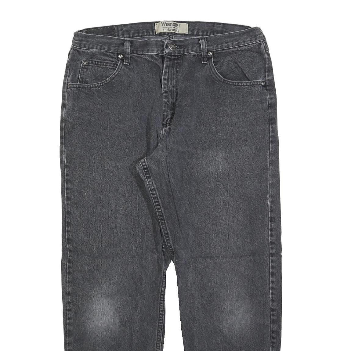 WRANGLER Mens Regular Fit Black Denim Jeans W36 L30 Classic Cotton Blend Zip