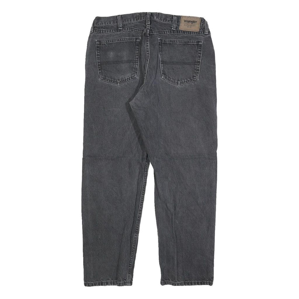 WRANGLER Mens Regular Fit Black Denim Jeans W36 L30 Classic Cotton Blend Zip