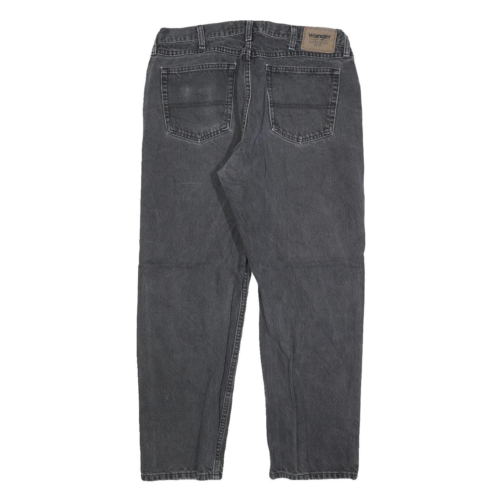 WRANGLER Mens Regular Fit Black Denim Jeans W36 L30 Classic Cotton Blend Zip