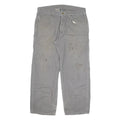 DICKIES Mens Grey Relaxed Straight Woven Cotton Blend Trousers W36 L30 Workwear