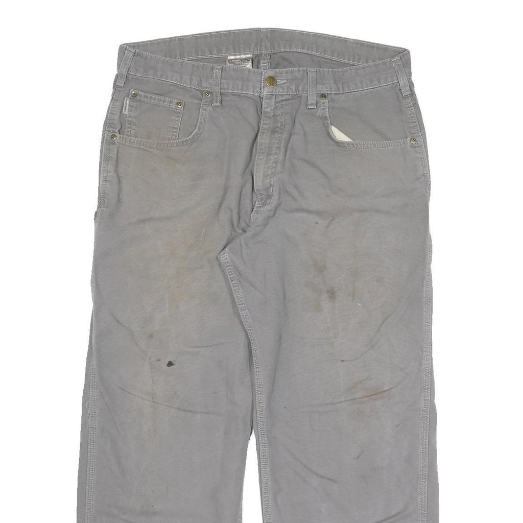 DICKIES Mens Grey Relaxed Straight Woven Cotton Blend Trousers W36 L30 Workwear