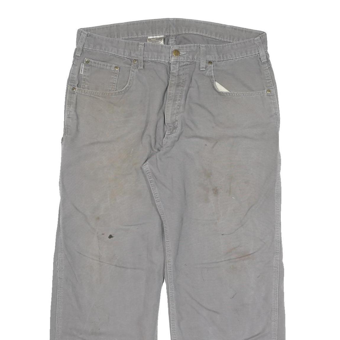 DICKIES Mens Grey Relaxed Straight Woven Cotton Blend Trousers W36 L30 Workwear