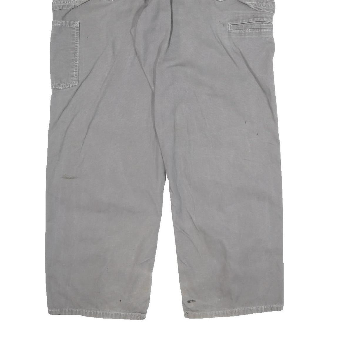 DICKIES Mens Grey Relaxed Straight Woven Cotton Blend Trousers W36 L30 Workwear