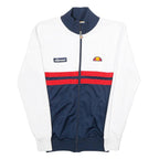 ELLESSE Womens White & Navy Colourblock Track Jacket UK 6 Cotton Blend Zip