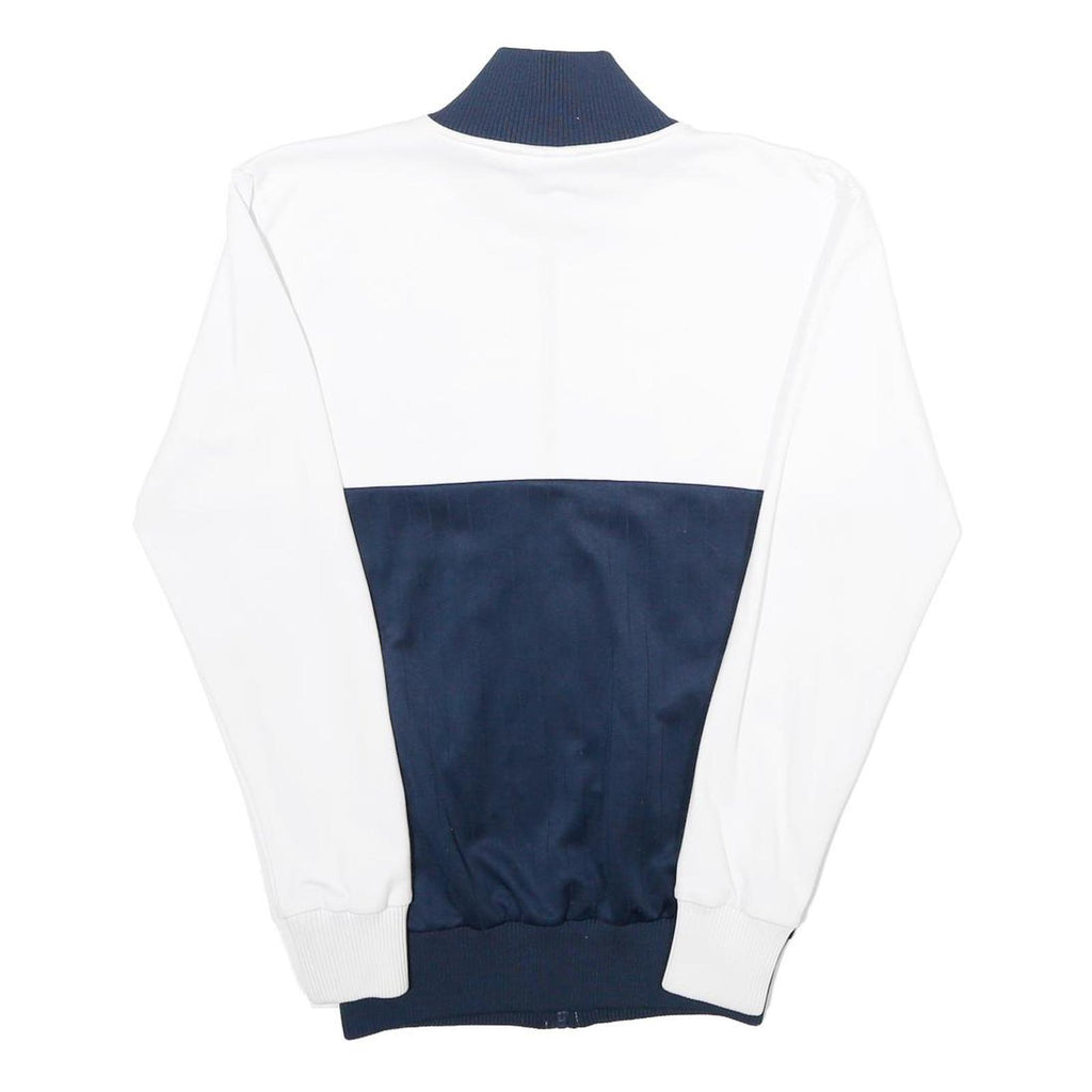ELLESSE Womens White & Navy Colourblock Track Jacket UK 6 Cotton Blend Zip